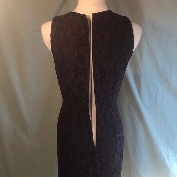 Plum A-line Cotton Blend Lace Midi Dress Ann Taylor - Picture 10 of 15